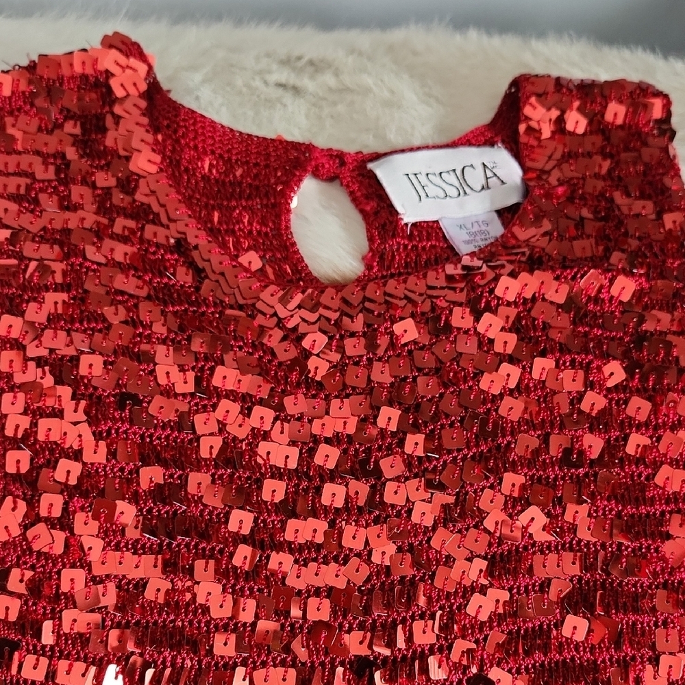 Jessica Red Sequin Tank Top - Picture 3 of 8